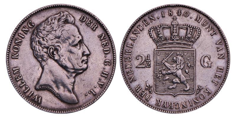 2½ Gulden Willem I 1840. Zeer Fraai - (Opgewreven).