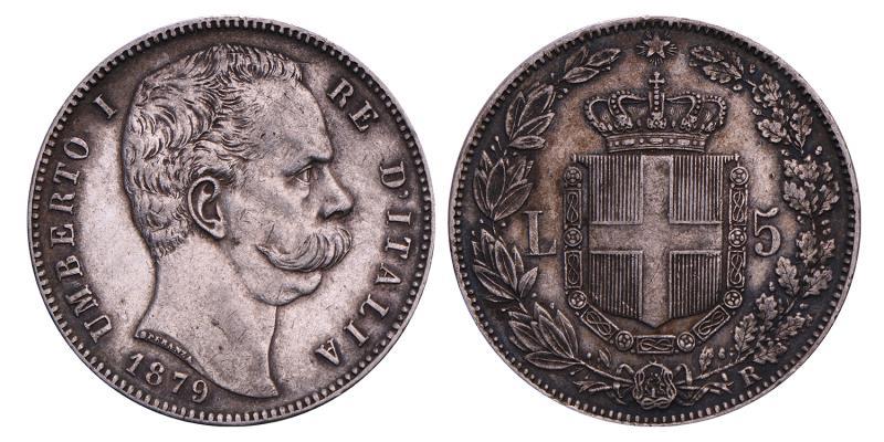 Italy. Umberto I.  5 Lire. 1879 R.