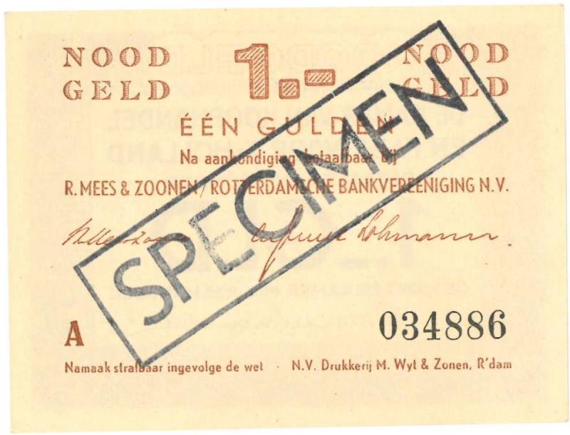 Nederland. 1 gulden. Noodgeld. Type 1940. Rotterdam - UNC.