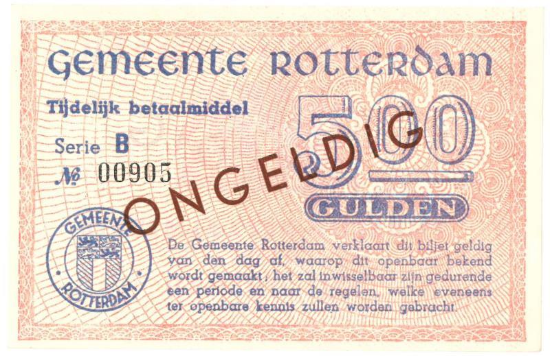Nederland. 5 gulden. Noodgeld. Type 1940. Rotterdam - UNC.