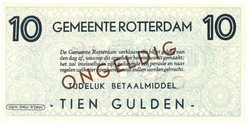 Nederland. 10 gulden. Noodgeld. Type 1940. Rotterdam - UNC.