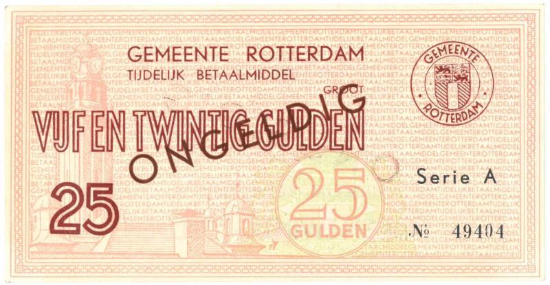 Nederland. 25 gulden. Noodgeld. Type 1940. Rotterdam - UNC.