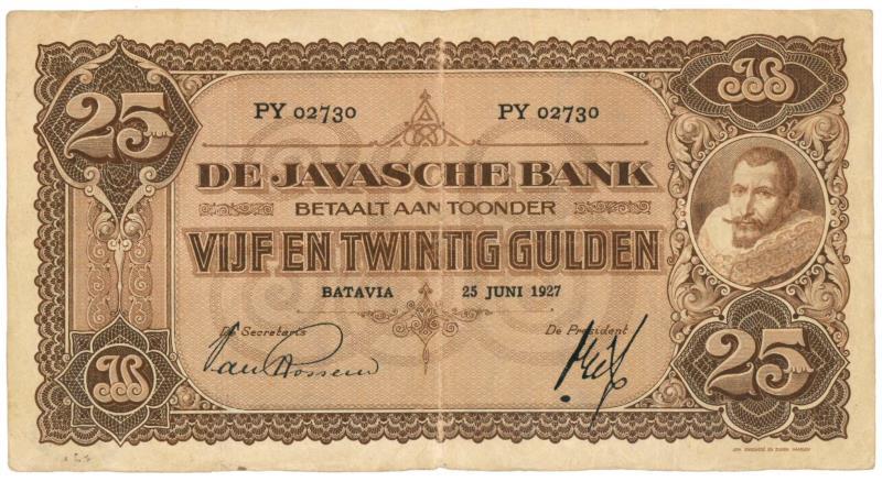 Netherlands-Indies. 25 gulden. Banknote. Type 1925. Jan Pieterszoon Coen - Very Fine -.