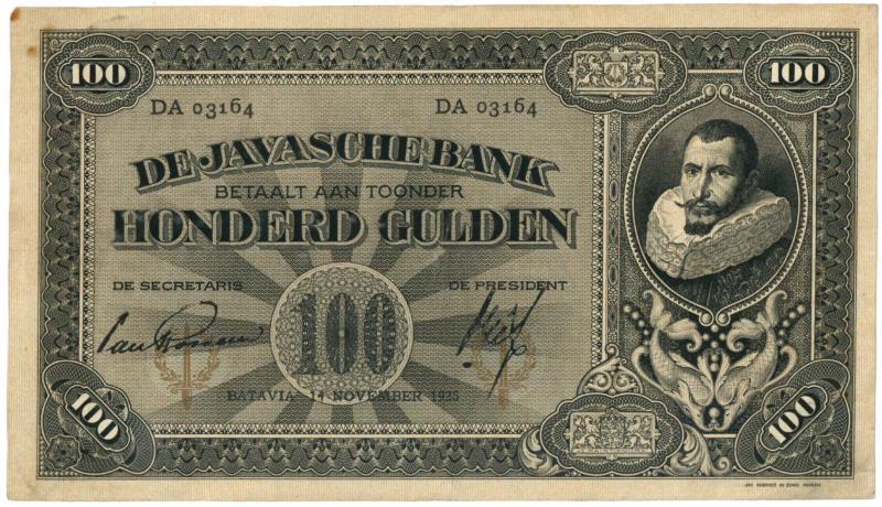 Netherlands-Indies. 100 gulden. Banknote. Type 1925. Jan Pieterszoon Coen - Very Fine -.