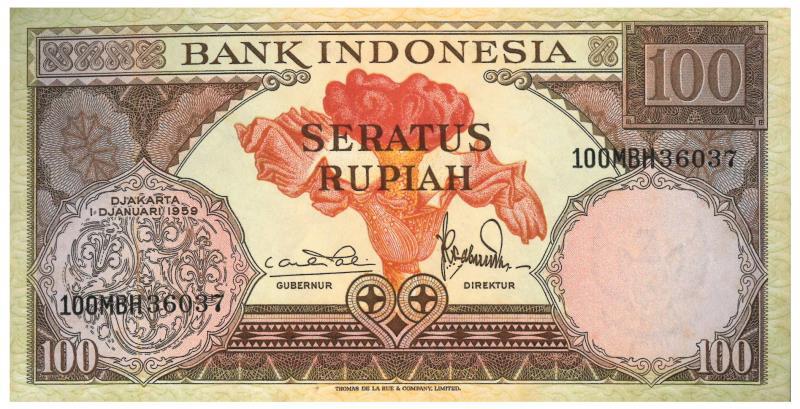 Indonesia. 100 rupiah. Banknote. Type 1959. - About UNC.