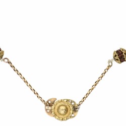 Indonesische geelgouden choker, met houtsnijwerk kralen - 14 kt.