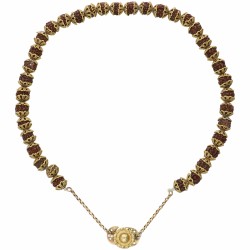 Indonesische geelgouden choker, met houtsnijwerk kralen - 14 kt.