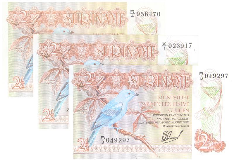 Suriname. 2½ gulden. Banknote. Type 1973-1985. - UNC.