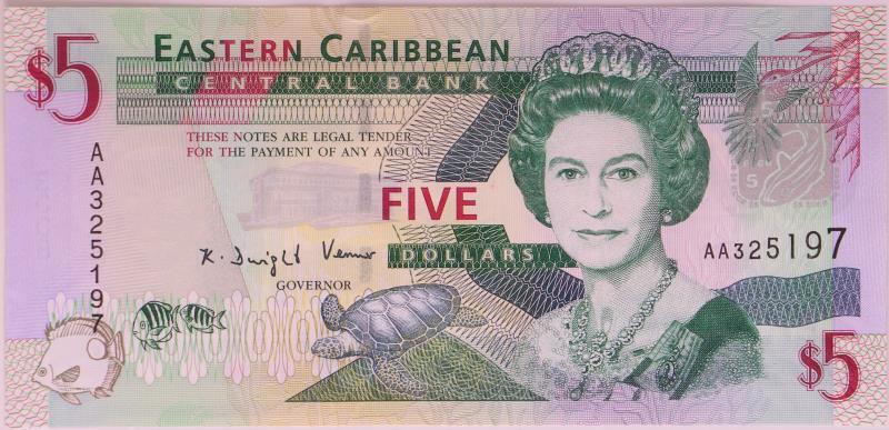 Eastern Caribbean States. 5 dollars. Banknote. Type 2008. - UNC.