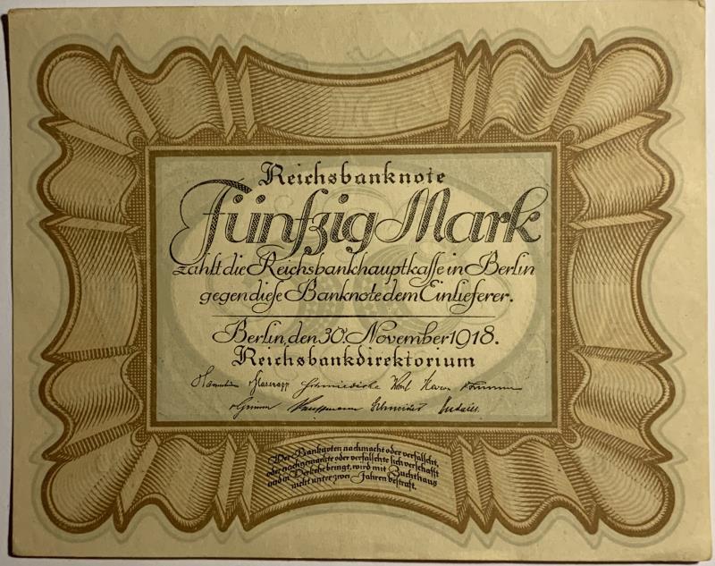 Germany. 50 mark. Banknote. Type 1918. - Extremely Fine / UNC.