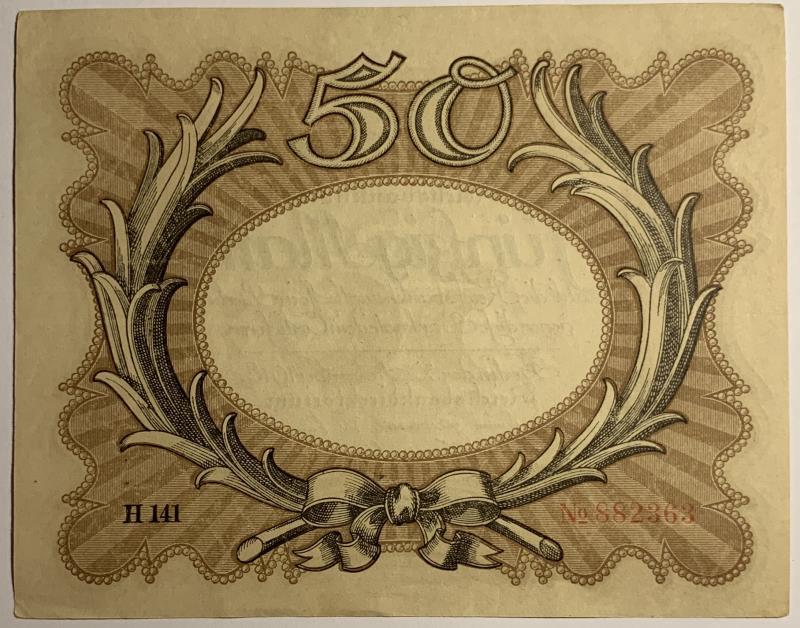 Germany. 50 mark. Banknote. Type 1918. - Extremely Fine / UNC.