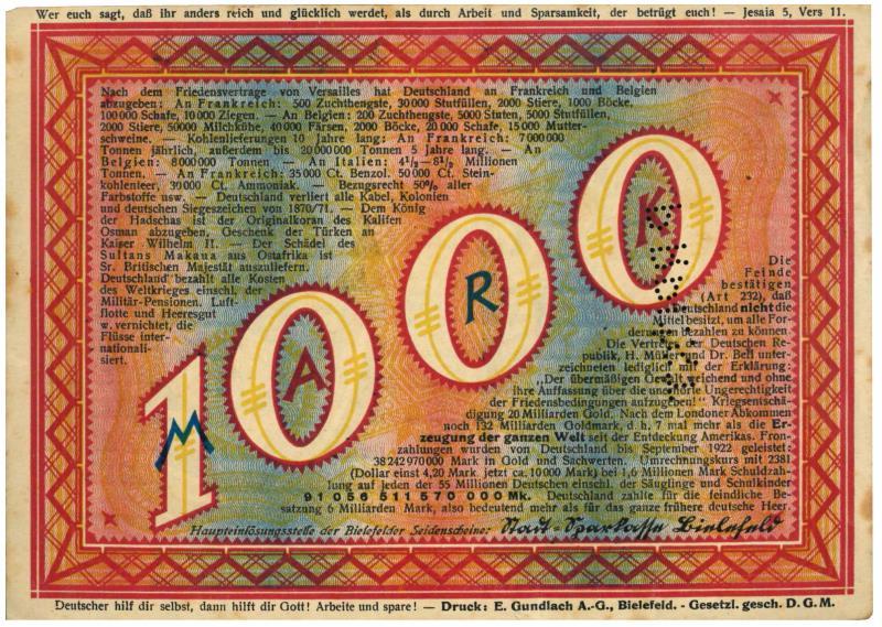 Germany. 100 mark. Banknote. Type 1923. - Very Fine.