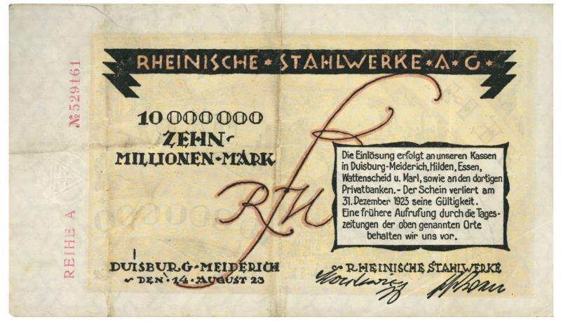 Germany. 10 millionen mark. Banknote. Type 1923. - Fine / Very Fine.