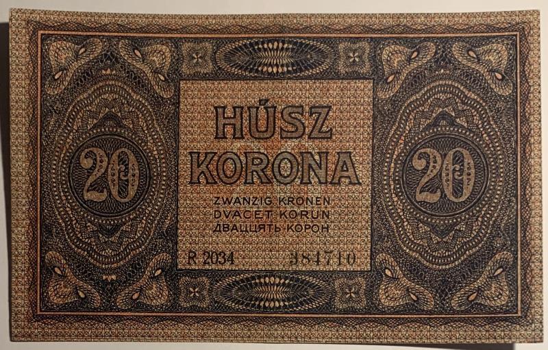 Hungary. 20 korona. Banknote. Type 1919. - Extremely Fine.