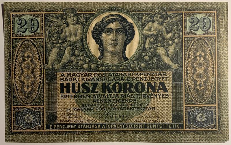 Hungary. 20 korona. Banknote. Type 1919. - Extremely Fine.