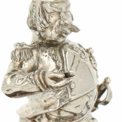 Miniatuur met stolp zilver.