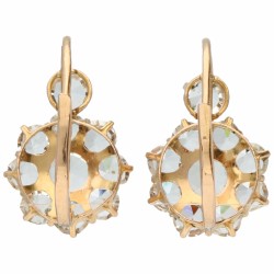 Geelgouden oorbellen bezet met strass-stenen - 18 kt.