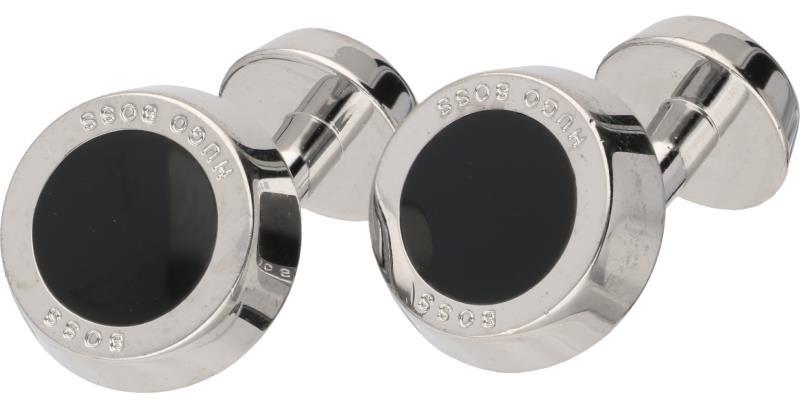 Hugo Boss manchetknopen staal, onyx.