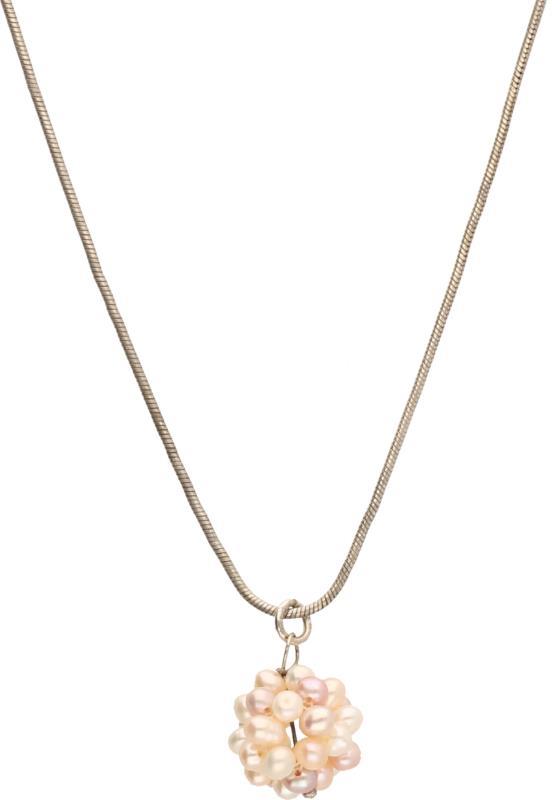 Collier met parel hanger zilver - 925/1000.