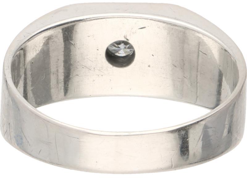 Zegelring zilver, ca. 0.13 ct. diamant - 835/1000.