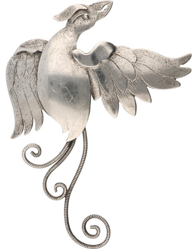 Broche liervogel zilver - 835/1000.