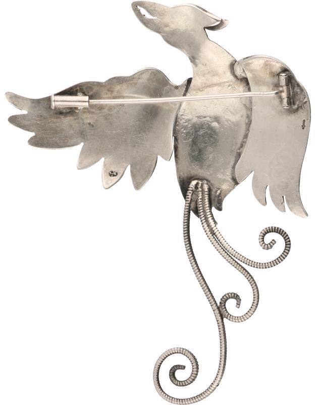 Broche liervogel zilver - 835/1000.