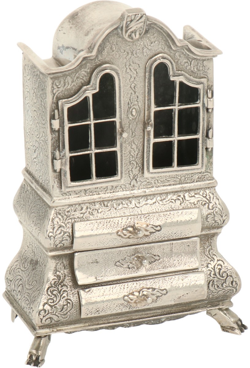Miniatuur kabinet zilver.