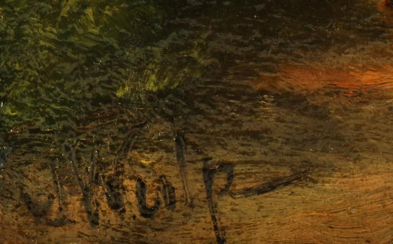 Een schilderij gesigneerd v.d. Wulp.