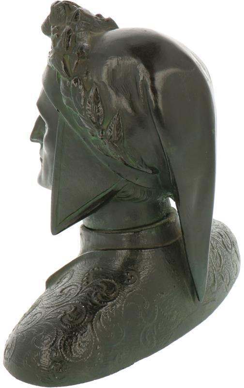 Een bronzen portret buste van Dante Alighieri. Ca. 1900.