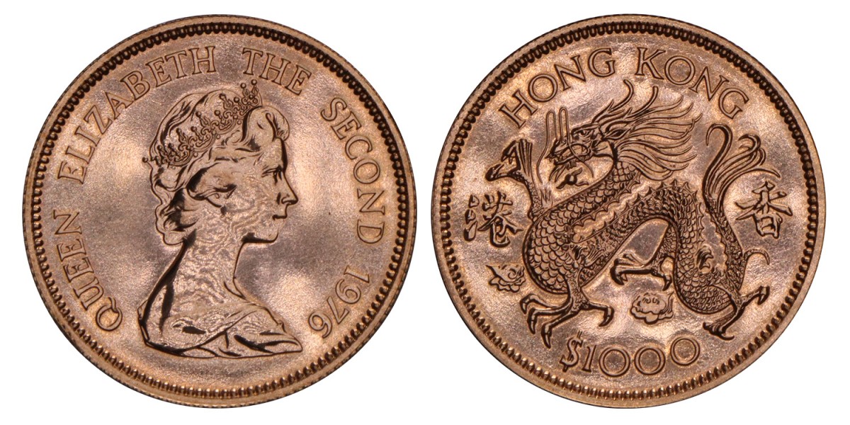 Hong Kong. Elisabeth II. 1000 Dollars. 1976.