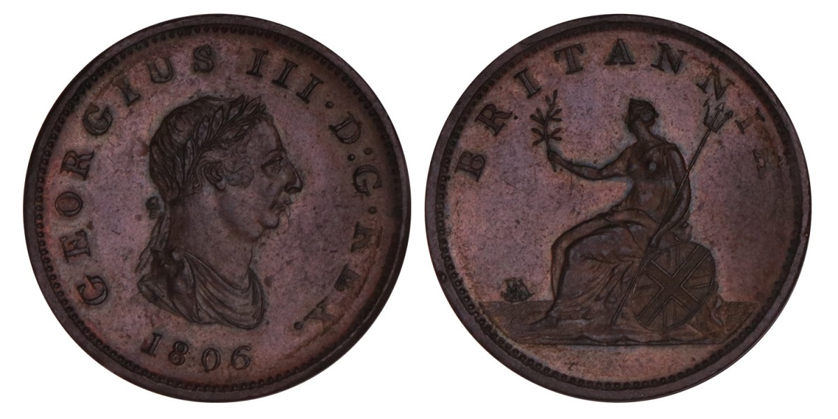 Great Britain. George III. ½ penny. 1806 no berries.