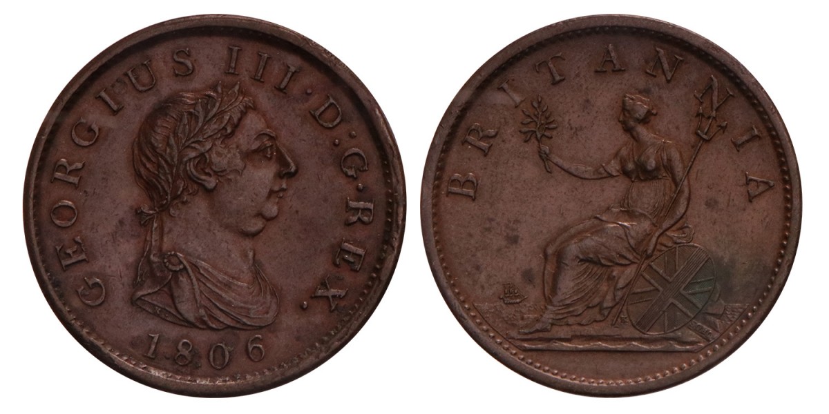 Great Britain. George III. Penny. 1806, no berries.