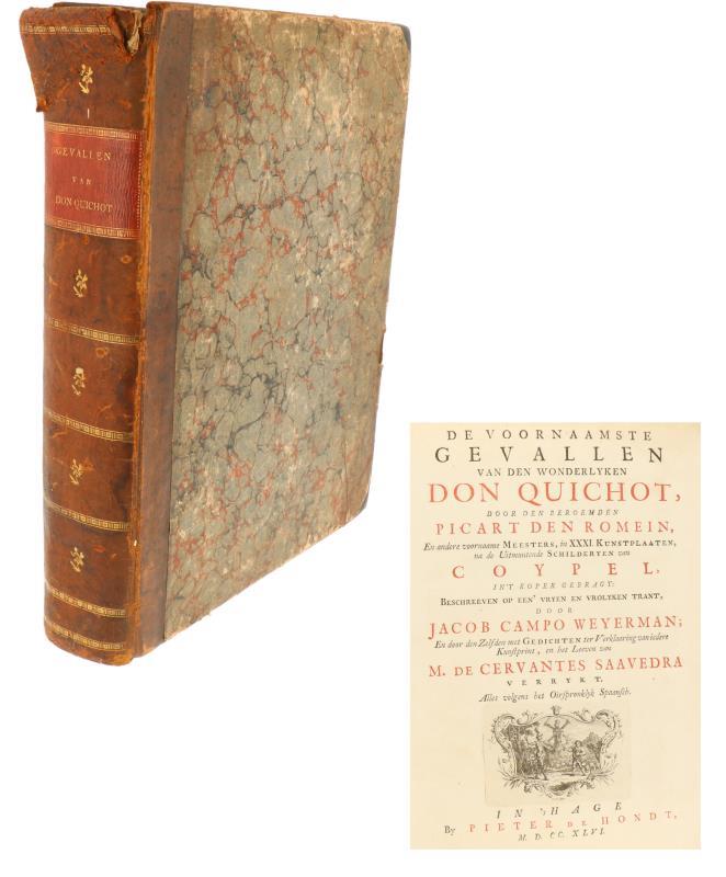 Miguel de Cervantes Saavedra. Don Quichot van La  Mancha in half lederen band. 1746