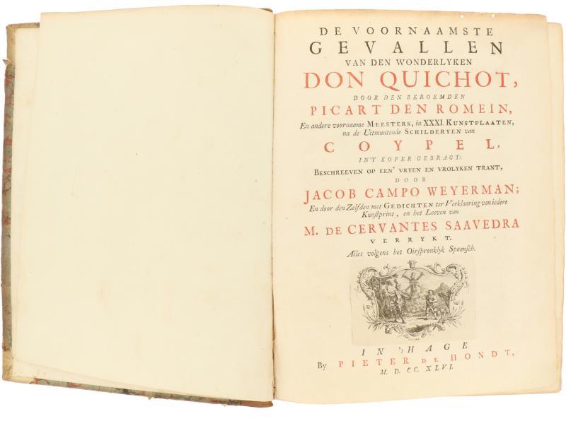 Miguel de Cervantes Saavedra. Don Quichot van La  Mancha in half lederen band. 1746