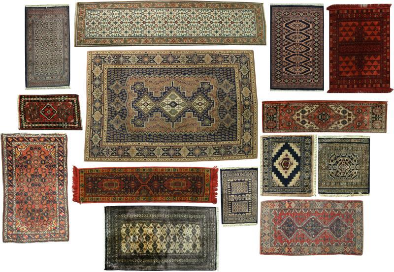 Een lot van (14) diverse tapijten.