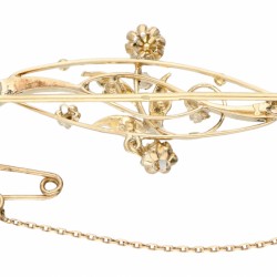 Geelgouden broche, met 14 roos geslepen diamanten - 14 kt.