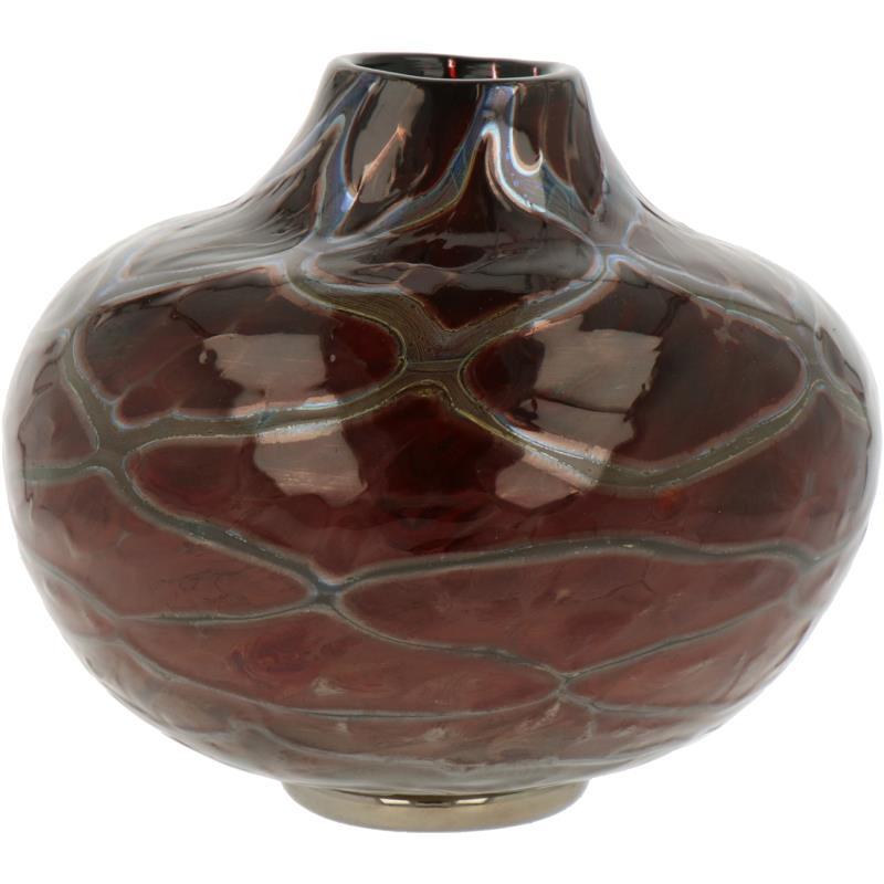 Een glazen vaas. Bernard Heesen "Glasblazerij De Ouden Horn". 21e eeuw.