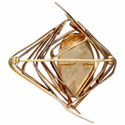 Geelgouden Anneke Schat design broche, met natuurlijke boulder opaal - 14 kt.