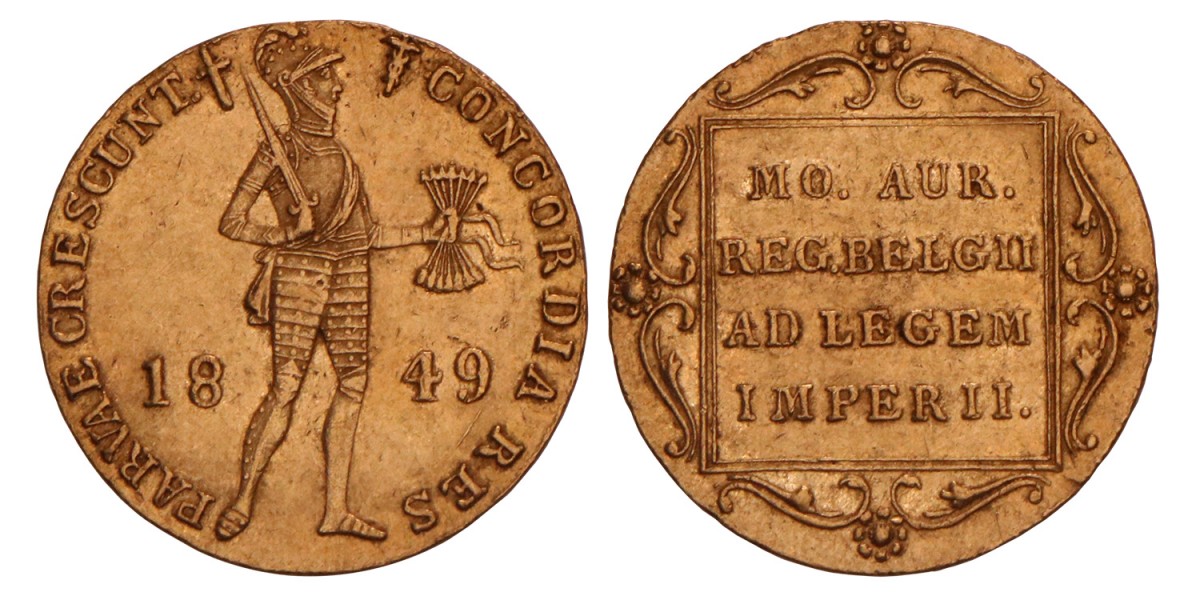 Gouden dukaat Willem III 1849. Prachtig +.