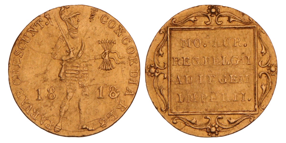 Gouden dukaat Willem I 1818 U. Zeer Fraai / Prachtig.