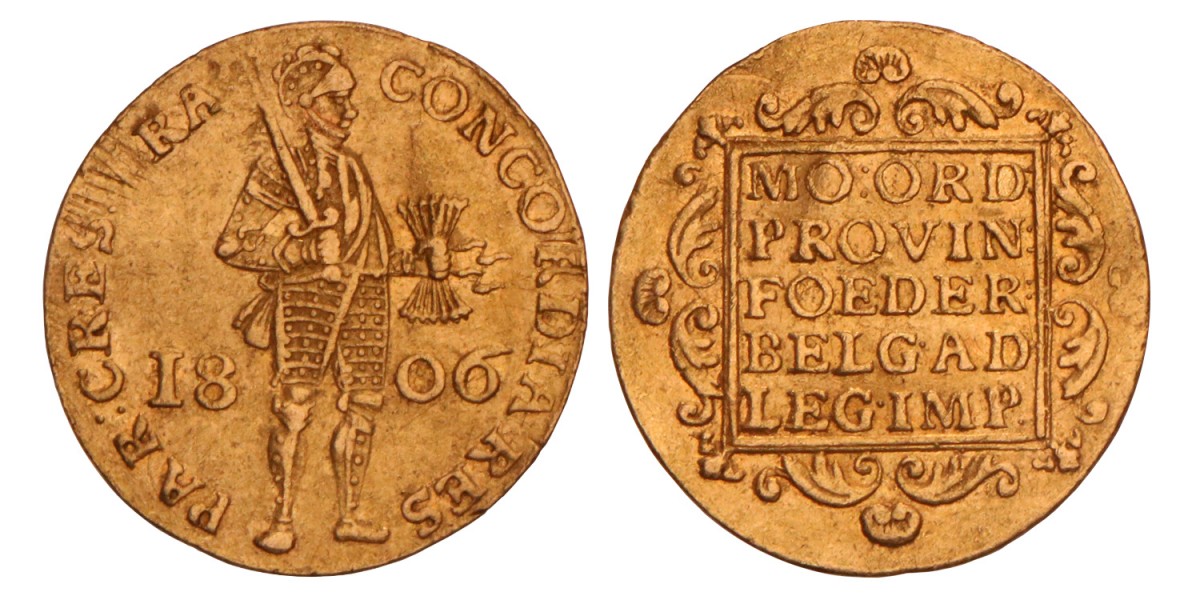 Gouden dukaat Utrecht 1806 (Russische slag). Zeer Fraai / Prachtig.
