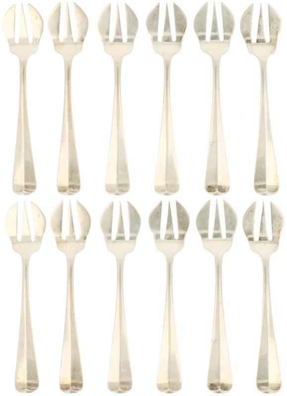 (12) Delig set Oester vorkjes zilver.