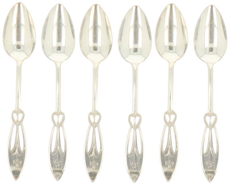 (6) Delig set koffielepeltjes zilver.