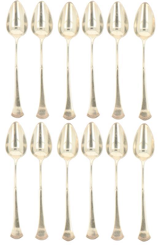 (12) Delige set koffielepels zilver.
