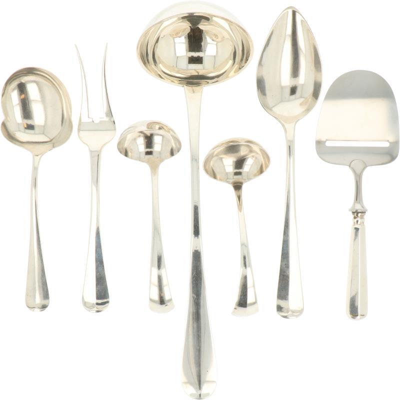 (7) Delig lot bestekdelen "Haags Lofje" zilver.