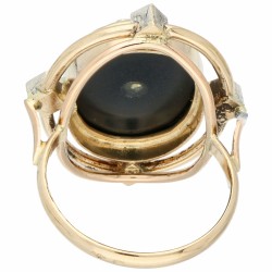 Geelgouden vintage cocktail ring, met 13 roos geslepen diamanten - 14 kt.