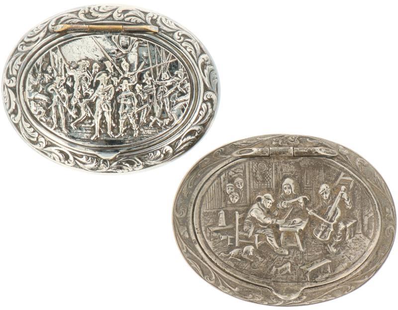 (2) Delig lot doosjes zilver.