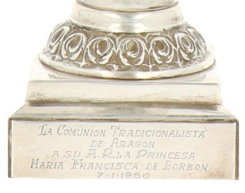 Aragon`s communie kolom koninklijke hoogheid Princes Maria Francisca de Borbon van Spanje zilver.