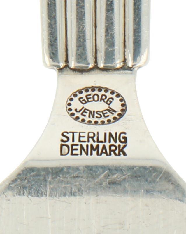 (6) Delige set Vis messen 'Bernadotte' Georg Jensen zilver.
