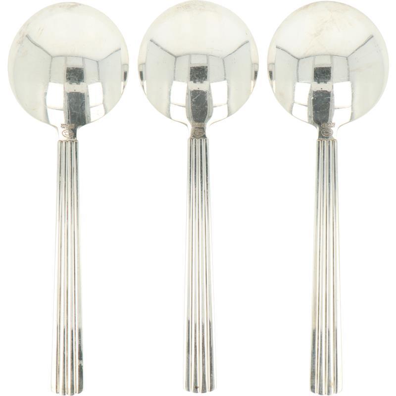 (6) Delige set Diner Lepels 'Bernadotte' Georg Jensen zilver.